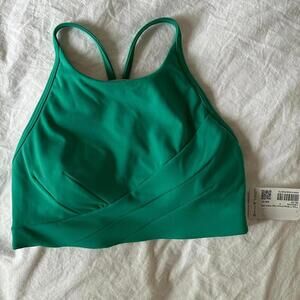 Lululemon Flow Y Wrap-Front High-Neck Bra B/C Maldives Green Size 4 *rare* NWT